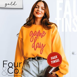 Faux Tinsel Sweatshirt, Football Sweatshirt, Football Mama, Football Tshirt, Football Girlfriend, Football Sweatshirts, Football Boyfriend