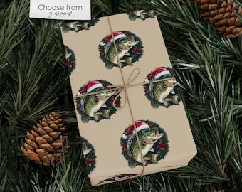Fishing Christmas Paper, Fish Gift Wrap, Bass Fishing Wrapping Paper