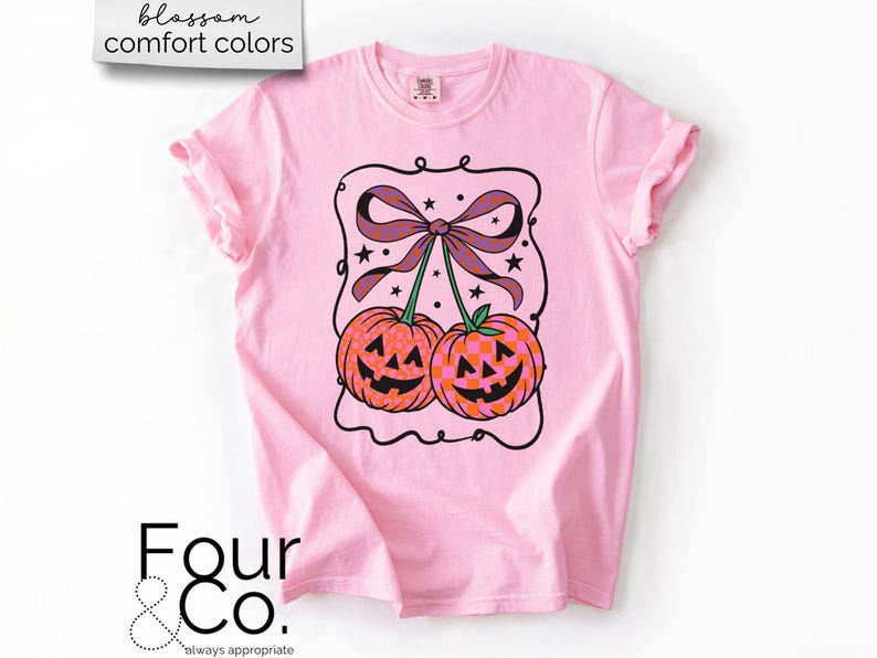 Comfort Colors® Halloween-tröja, pumpa-körsbär-tröja, kokett Halloween-tröja bild 7
