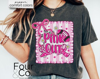 Comfort Colors Football Mom Shirt, Pink Out Game Day Tee