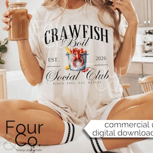 Crawfish Boil Social Club PNG, Louisiana Crawfish Digital Download, Commercial Use