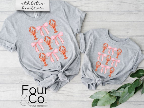 Toddler Crawfish Shirt, Kids Coquette Crawfish Boil Tee