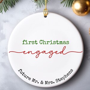 Engagement Christmas Ornament, Personalized Engagement Gift, Personalized First Christmas Keepsake, Engaged Christmas Gift 2023