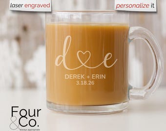 Cadeau de fiançailles, Cadeau de fiançailles, Cadeau pour couple, Mug initial
