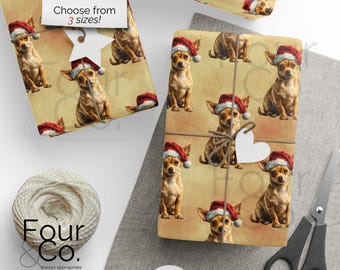 Chihuahua Christmas Wrapping Paper, Dog Wrapping Paper, Chihuahua Gift Wrap