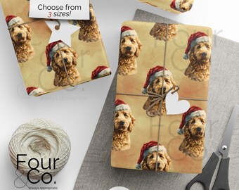Golden Doodle Christmas Wrapping Paper, Dog Wrapping Paper, Doodle Gift Wrap