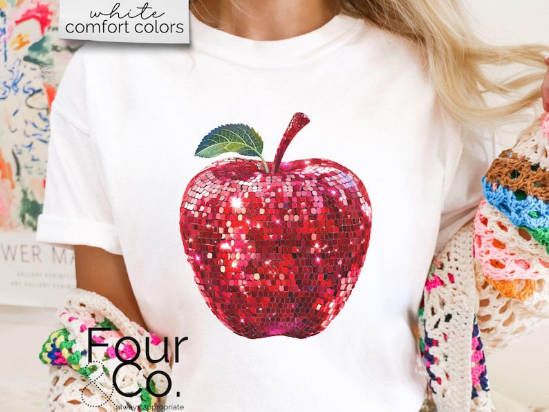 Disco Teacher Shirt, Retro Teacher Shirt, Disco Apple Shirt image 2
