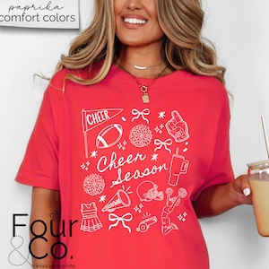 Comfort Colors® Cheer Shirt, Cheer Season Shirt, Cheer Bow Shirt