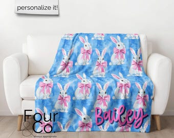 Personalized Easter Bunny Blanket, Personalized Blanket, Custom Blankets for Kids, Easter Blanket, Easter Basket Gift