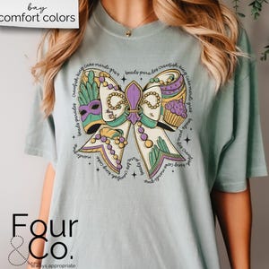 Camicia Mardi Gras, Felpa con fiocco Mardi Gras, Coquette Mardi Gras