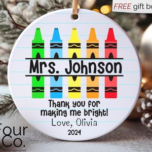 Personalized Teacher Ornament, Thank You Teacher Ornament, Teacher Christmas Ornament