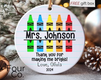 Personalized Teacher Ornament, Thank You Teacher Ornament, Teacher Christmas Ornament