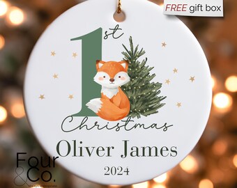 Woodland Animal Baby Ornament, Baby's First Christmas, New Baby Ornament