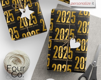 Personalized Graduation Name Wrapping Paper, Custom Wrapping Paper, Graduation Gift Wrap