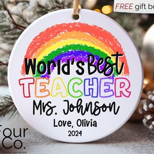 Personalized Teacher Ornament, Thank You Teacher Ornament, Teacher Christmas Ornament