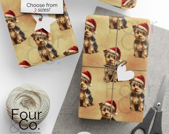 Yorkie Christmas Wrapping Paper, Dog Wrapping Paper, Yorkshire Terrier Gift Wrap