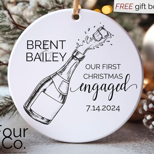 Engagement Ornament, Engagement Gift, Wedding Shower Gift, First Christmas Engaged