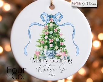 Merry Mahjong Ornament, Mahjong Christmas, Mahjong Gift
