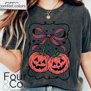 Comfort Colors® Halloween-tröja, pumpa-körsbär-tröja, kokett Halloween-tröja bild 4