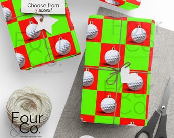 Christmas Golf Wrapping Paper, Golf Santa Wrapping Paper