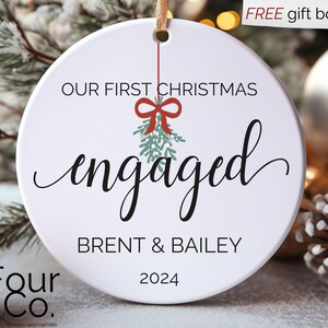 Engagement Ornament, Engagement Gift, Wedding Shower Gift, First Christmas Engaged