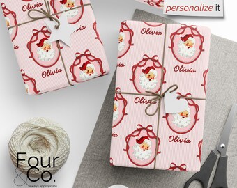 Custom Christmas Wrapping Paper, Personalized Christmas Paper, Coquette Wrapping Paper