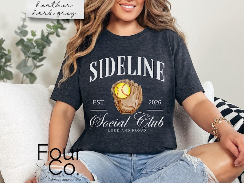 Softball Mama Shirt, Sideline Social Club Tee image 7