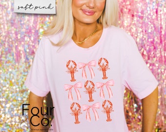 Crawfish & Bows Soft Pink Shirt, Coquette Crawfish Season Tee