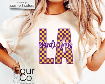Louisiana Shirt, Mardi Gras Season, Checkered Mardi Gras Shirt, Cajun Shirt