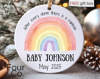 Rainbow Baby Ornament, Baby Girl Ornament, rainbow baby christmas, baby keepsake, newborn gift, personalized baby ornament, baby shower gift