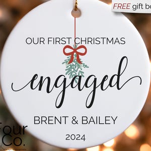Personalized Engagement Ornament, First Christmas Engaged, Gift for Engaged