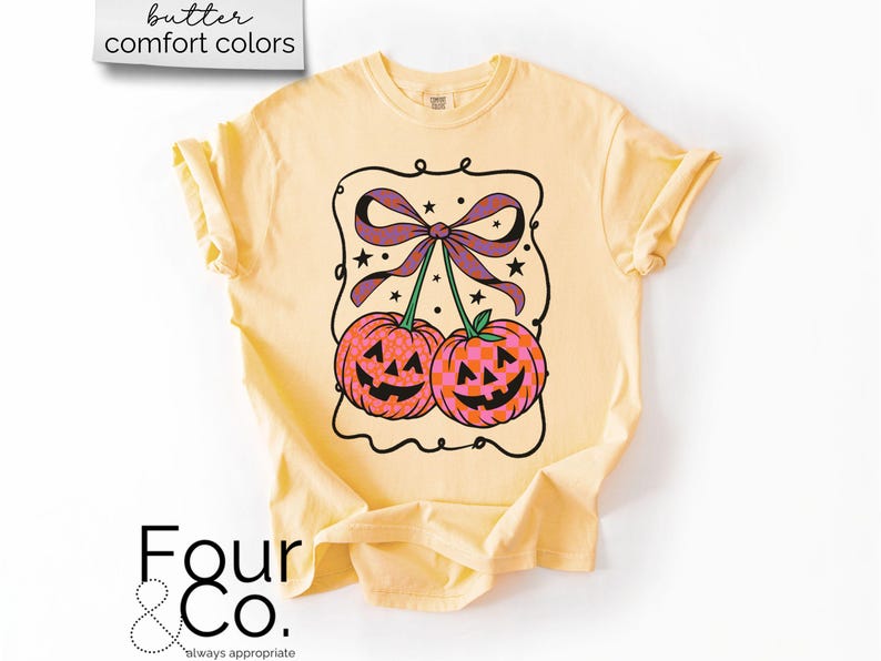 Comfort Colors® Halloween-tröja, pumpa-körsbär-tröja, kokett Halloween-tröja bild 2