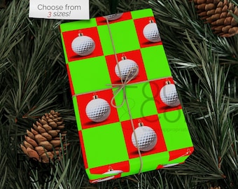 Golf Balls Christmas Wrapping Paper, Golf Christmas Gift Wrap