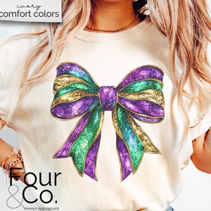 Camicia Mardi Gras, Felpa con fiocco Mardi Gras, Coquette Mardi Gras