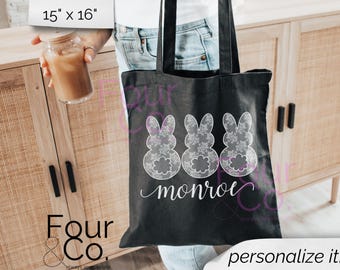 Sacola de Páscoa personalizada, bolsa para caça aos ovos de Páscoa, bolsa de Páscoa personalizada