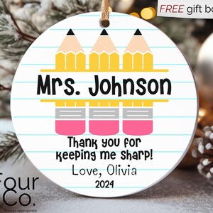 Personalized Teacher Ornament, Thank You Teacher Ornament, Teacher Christmas Ornament