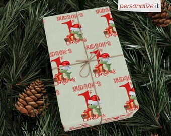 Boys First Christmas Custom Paper, Baby Boy Christmas Wrapping Paper, Personalized Wrapping Paper