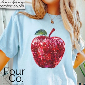 Disco Teacher Shirt, Retro Teacher Shirt, Disco Apple Shirt image 3