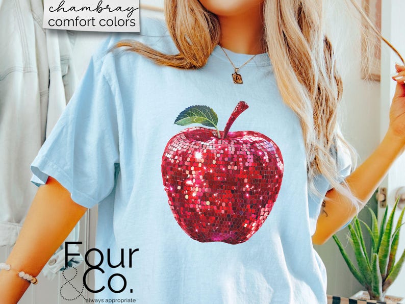 Disco Teacher Shirt, Retro Teacher Shirt, Disco Apple Shirt image 3