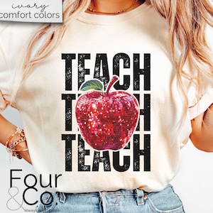 Disco Apple Teacher Shirt, Teach Shirt, Retro Teacher Shirt