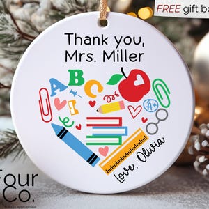 Personalized Teacher Ornament, Thank You Teacher Ornament, Teacher Christmas Ornament