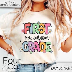 Camiseta personalizada para maestro de primer grado, camisetas para maestro de primer grado, camiseta personalizada para maestro