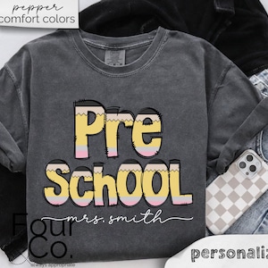 Camiseta personalizada para maestro de preescolar, camiseta con letra de lápiz, camiseta para maestro de preescolar, camiseta personalizada para maestro, camiseta personalizada para maestro