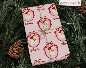Vintage Santa Wrapping Paper, Custom Christmas Gift Wrap