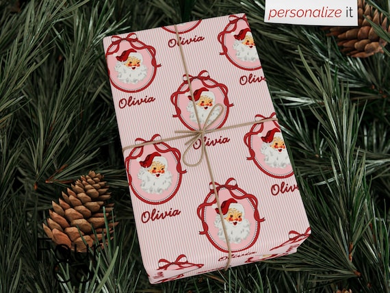 Vintage Santa Wrapping Paper, Custom Christmas Gift Wrap