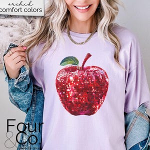 Disco Teacher Shirt, Retro Teacher Shirt, Disco Apple Shirt image 5
