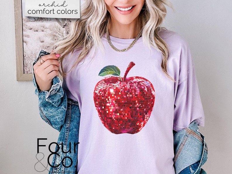 Disco Teacher Shirt, Retro Teacher Shirt, Disco Apple Shirt image 5