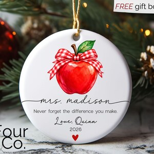 Christmas Gift for Teacher, Ceramic Teacher Ornament