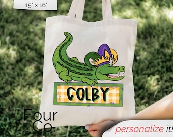 Boys Mardi Gras Tote Bag, Mardi Gras Bead Bag, Custom Bead Bag