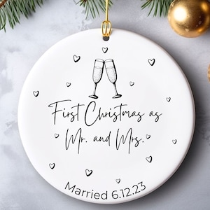 Mr and Mrs Christmas Ornament, Personalized Wedding Gift, First Christmas Married Ornament 2023, Newlywed Gift, Our First Christmas Ornament